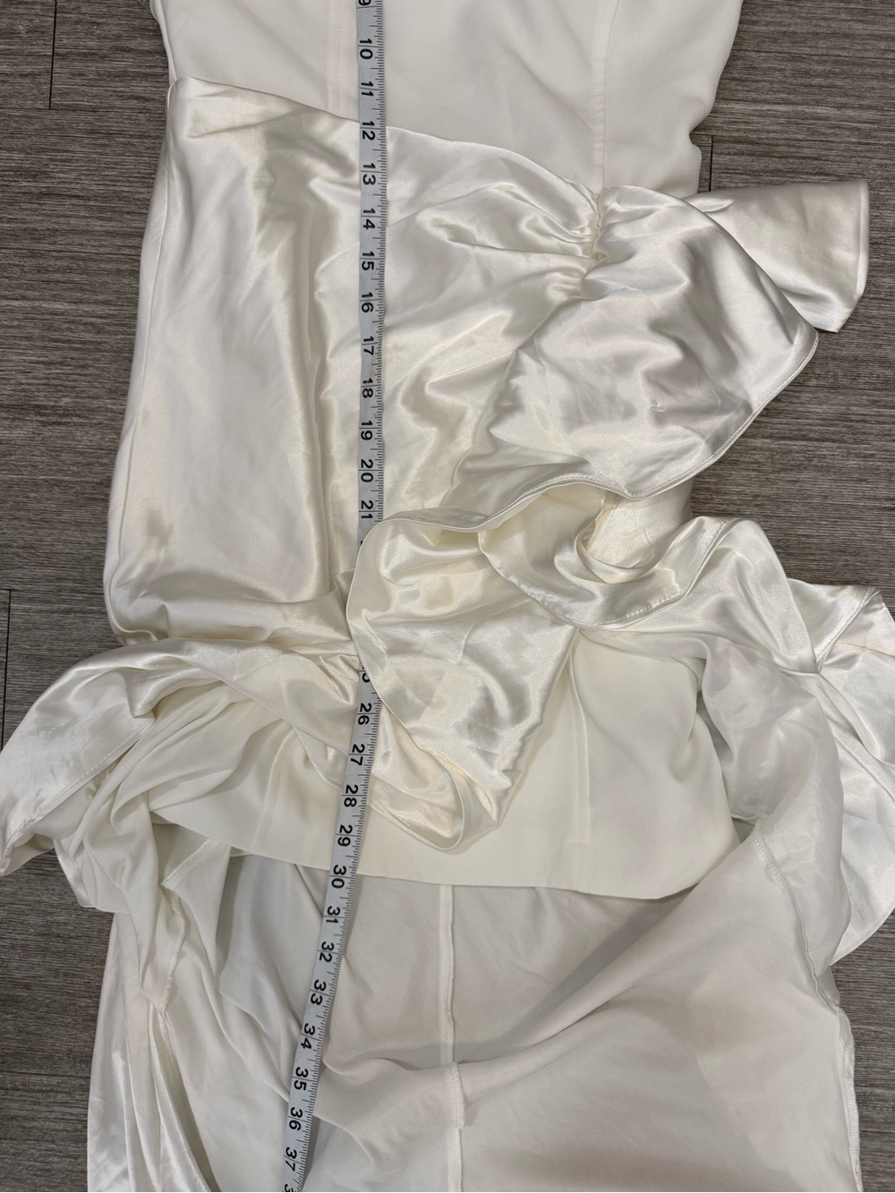 Mable Siobhan White Satin Side Ruffle Maxi Dress Bridalcore Wedding Guest Formal - Picture 6 of 10